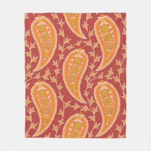Couverture Polaire Paisley motif. Concombre turc. Maroon-orange c