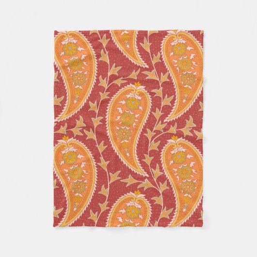 Couverture Polaire Paisley motif. Concombre turc. Maroon-orange c (Devant)