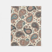 Couverture Polaire Paisley motif marron turquoise beige (Devant)