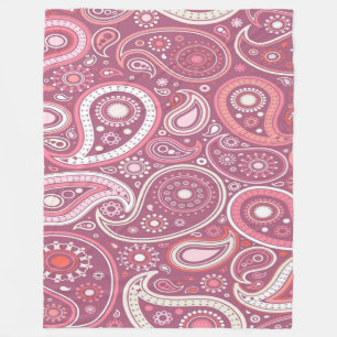 Couverture Polaire Paisley rose et blanc Paisley