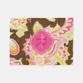 Couverture Polaire Paisley rose et Brown Boho Monogramme (Devant (Horizontal))