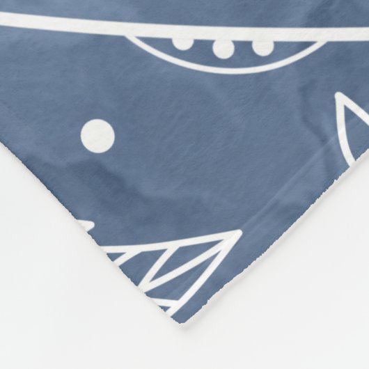 Couverture Polaire paislies plumes fleurs motif bleu volleyball (Coin)