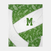 Couverture Polaire paislies plumes fleurs motif volleyball vert (Devant)
