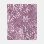 Couverture Polaire paislies plumes fleurs prune motif volleyball (Devant)