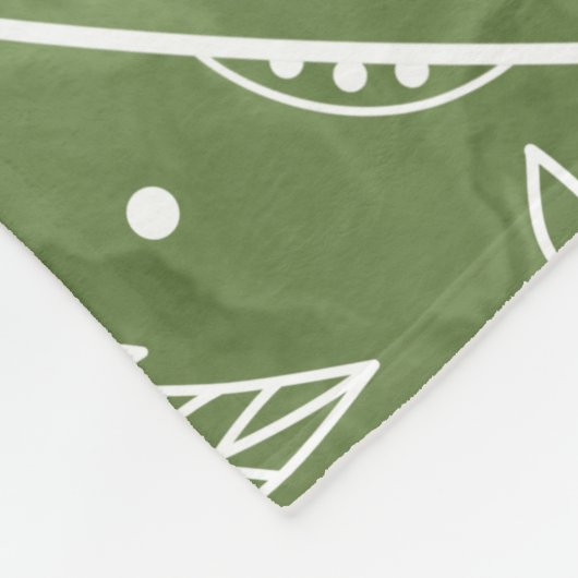 Couverture Polaire paislies plumes fleurs sauge volleyball vert (Coin)