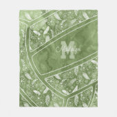 Couverture Polaire paislies plumes fleurs sauge volleyball vert (Devant)