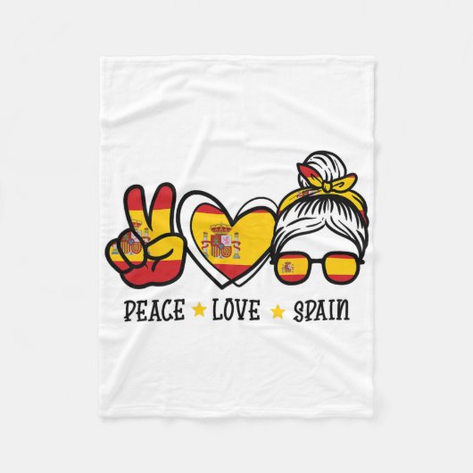Couverture Polaire Paix Amour Espagne Chignon Désordonné Supportrice (Devant)