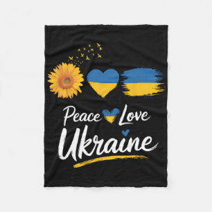 Couverture Polaire Paix Amour Ukraine Tournesol Drapeau Soutenez l'Uk