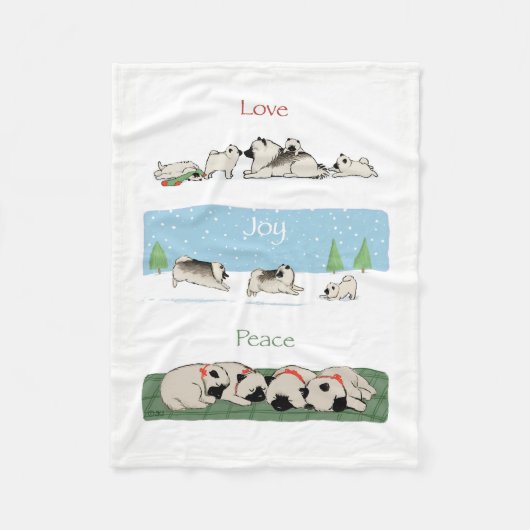 Couverture Polaire Paix de joie d'amour de Keeshond (Devant)