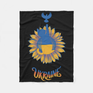Couverture Polaire Paix en Ukraine Colombe et chat debout avec l'Ukra
