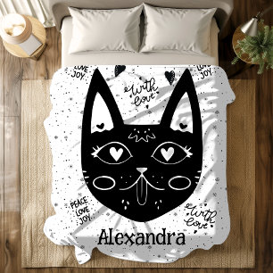 Couverture Polaire Paix noire et blanche, Amour, Joie Personnalisé Ch