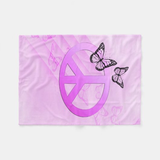 Couverture Polaire Paix rose (Devant (Horizontal))