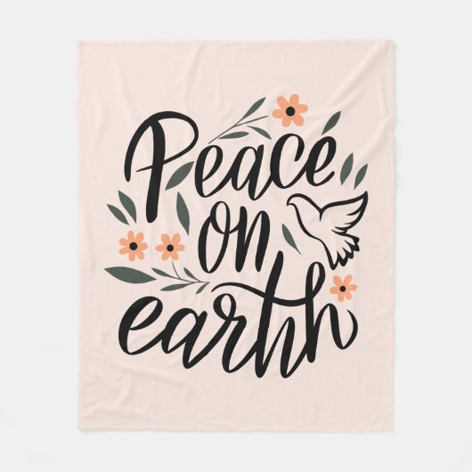 Couverture Polaire Paix sur Terre Design Floral (Devant)