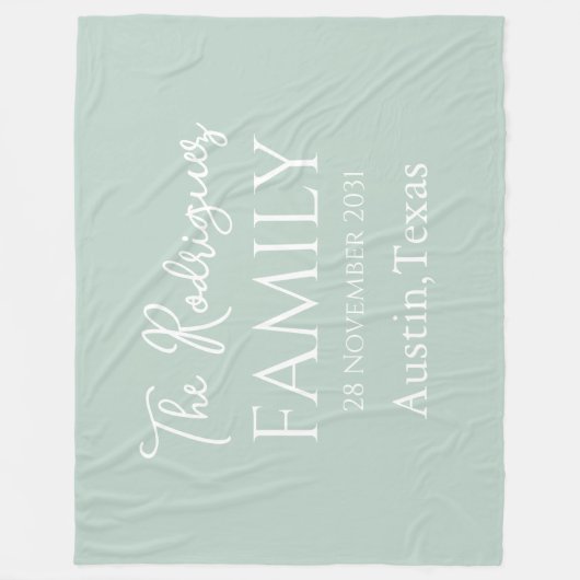 Couverture Polaire Pale Mint Blanc Simple Nom de famille personnalisa (Devant)