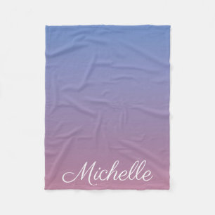 Couverture Polaire Pale rose et bleu dégradé ombre
