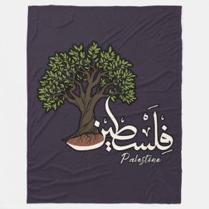 Couverture Polaire Palestine mot arabe avec olivier palestinien