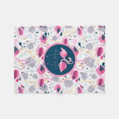 Couverture Polaire Palettes Stylized Tropical et Pink Flamingos (Devant (Horizontal))
