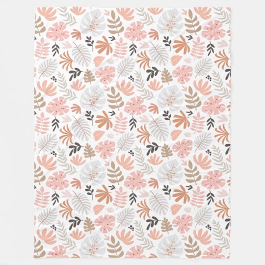 Couverture Polaire palme rose brun feuille (Devant)