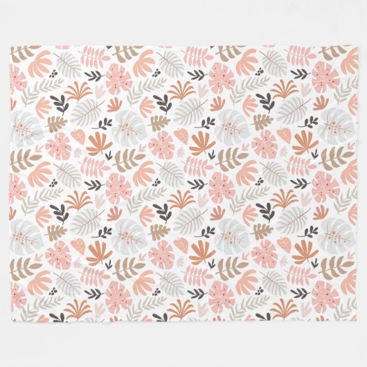 Couverture Polaire palme rose brun feuille (Devant (Horizontal))