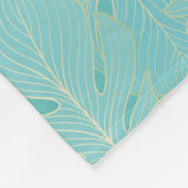 Couverture Polaire Palme tropicale bleu clair motif feuille (Coin)