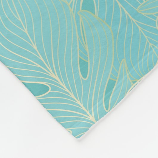 Couverture Polaire Palme tropicale bleu clair motif feuille (Coin)