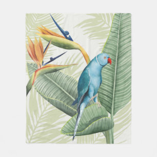Couverture Polaire Palmettes avec l'oiseau bleu