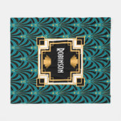 Couverture Polaire Palmetto Art Déco Monogramme (Devant (Horizontal))