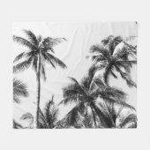 Couverture Polaire Palmier Feuille Noir Blanc (Devant (Horizontal))