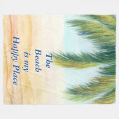 Couverture Polaire Palmier par jour ensoleillé sur la plage (Devant (Horizontal))