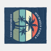 Couverture Polaire Palmier Tropical Coucher de soleil Custom Blue Bea (Devant (Horizontal))