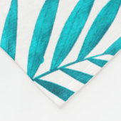 Couverture Polaire Palmier tropical feuille motif blanc et bleu-vert (Coin)