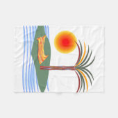 Couverture Polaire Palmier tropicale, soleil et vagues (Devant (Horizontal))