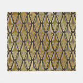 Couverture Polaire Palmiers Art Déco : Or Noir. (Devant (Horizontal))
