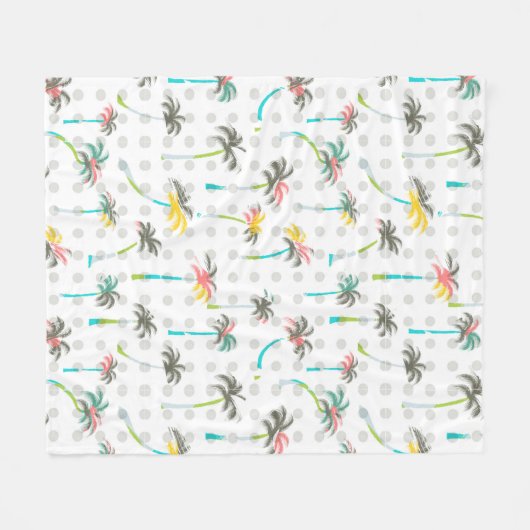 Couverture Polaire Palmiers d'aquarelle (Devant (Horizontal))