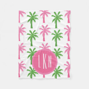 Couverture Polaire Palmiers de Préppy Blanket en laiton monogramme