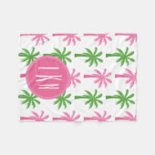 Couverture Polaire Palmiers de preppy Monogramme Blanche en polaire (Devant (Horizontal))