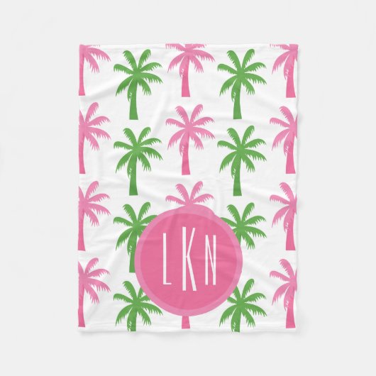 Couverture Polaire Palmiers de preppy Monogramme Blanche en polaire (Devant)