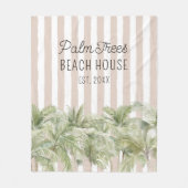 Couverture Polaire Palmiers tropicaux Beige Stripes Maison de plage (Devant)