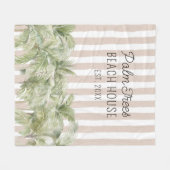 Couverture Polaire Palmiers tropicaux Beige Stripes Maison de plage (Devant (Horizontal))
