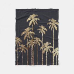 Couverture Polaire Palmiers tropicaux d'or fascinant sur le noir