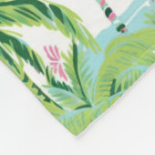 Couverture Polaire Palmiers tropicaux rose et vert de Preppy Monogram (Coin)