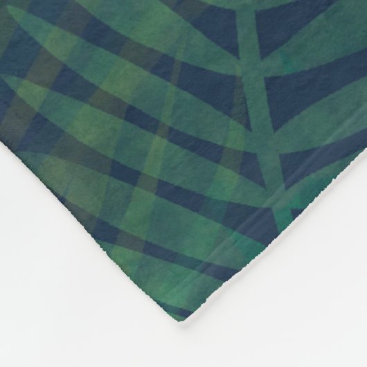Couverture Polaire Palmiers vert foncé motif feuille (Coin)