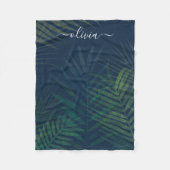 Couverture Polaire Palmiers vert foncé motif feuille (Devant)