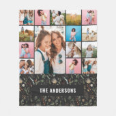 Couverture Polaire Pampas minimale moderne botanique noire 15 photo (Devant)