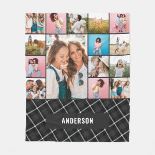 Couverture Polaire Pampas minimale moderne botanique noire 15 photo