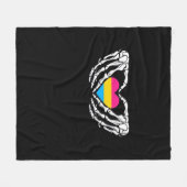 Couverture Polaire Pan Pride Skeleton Halloween Pan Goth Heart (Devant (Horizontal))