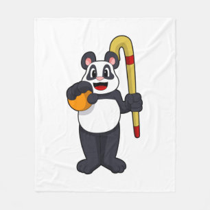 Couverture Polaire Panda at hockey with hockey bat