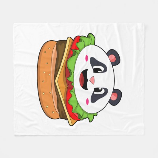 Couverture Polaire Panda avec hamburger (Devant (Horizontal))