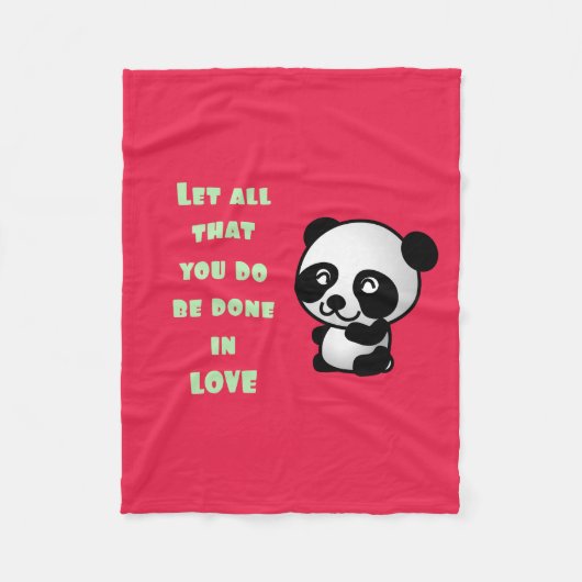Couverture Polaire Panda avec une citation d'amour inspirationnelle (Devant)