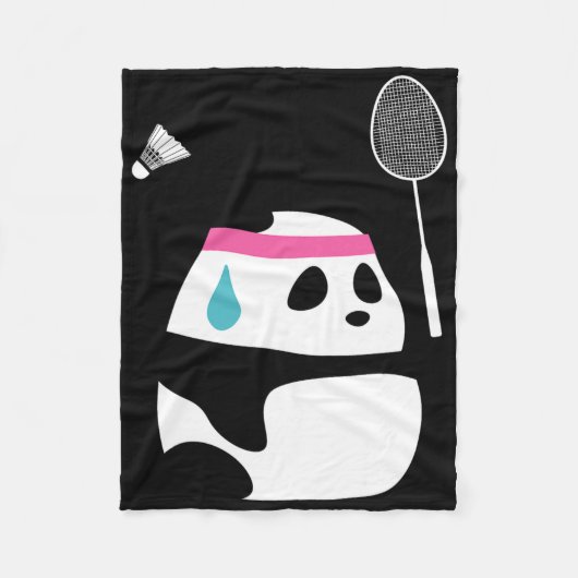 Couverture Polaire Panda Badminton Exhaussé - Funny mignonne Shuttle (Devant)